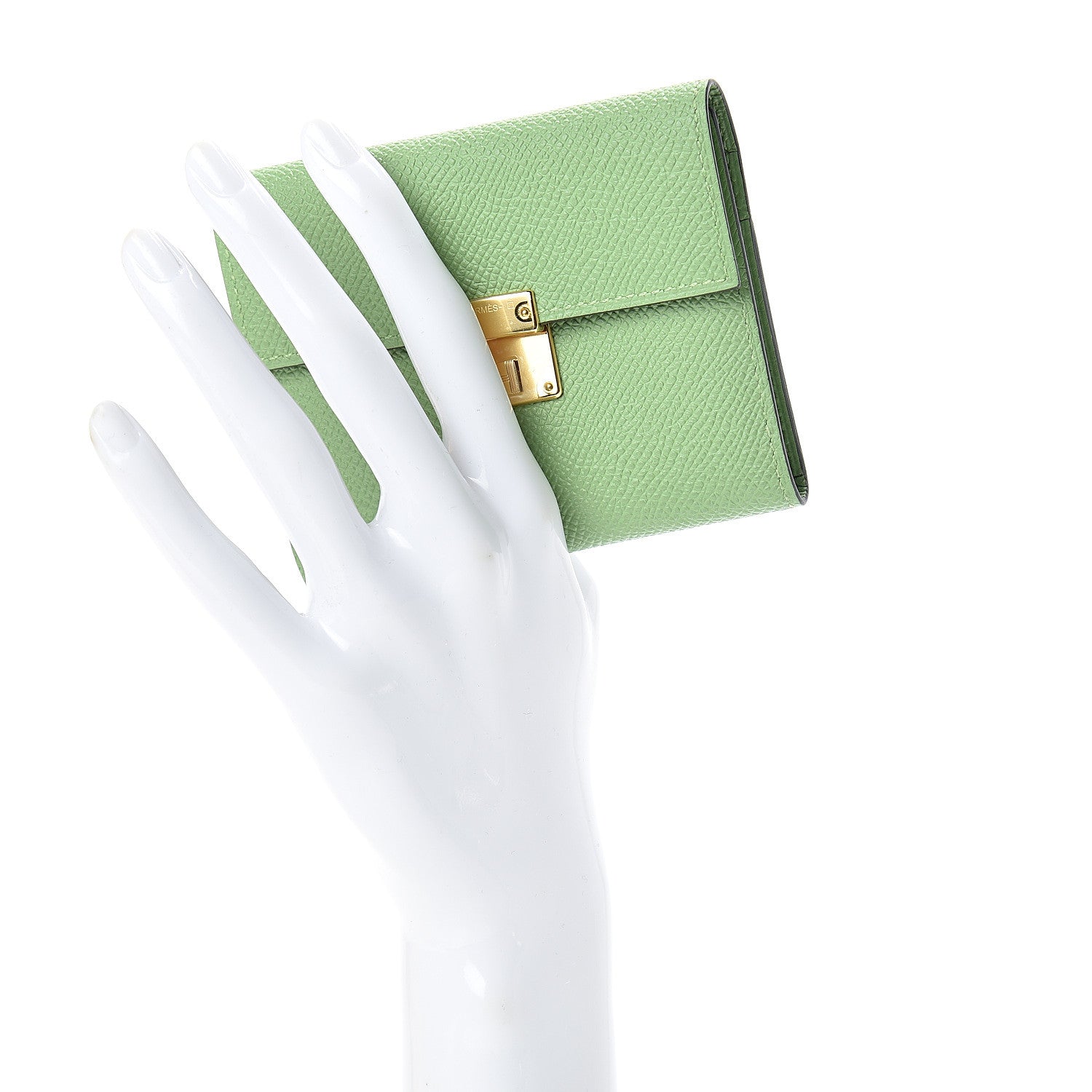 Hermes Epsom Mini Clic Card Holder Vert Criquet 2 of 8