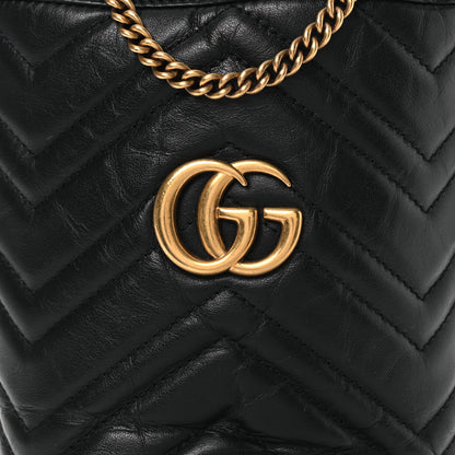 Gucci Calfskin Matelasse Mini GG Marmont 2.0 Bucket Bag Black 9 of 11