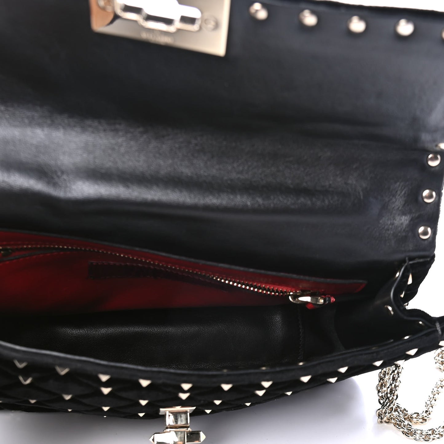 Velvet Medium Rockstud Spike Shoulder Bag Black