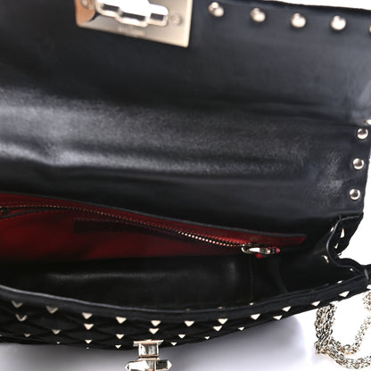 Valentino Garavani Velvet Medium Rockstud Spike Shoulder Bag Black 4 of 4