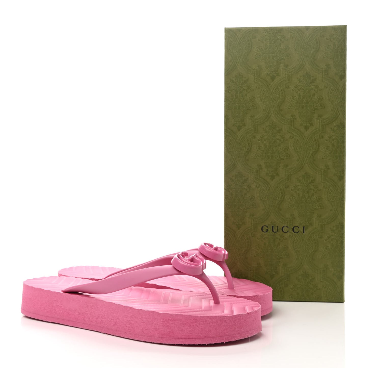 Rubber Chevron Womens GG Thong Sandals 40 Pink Tropical Flower