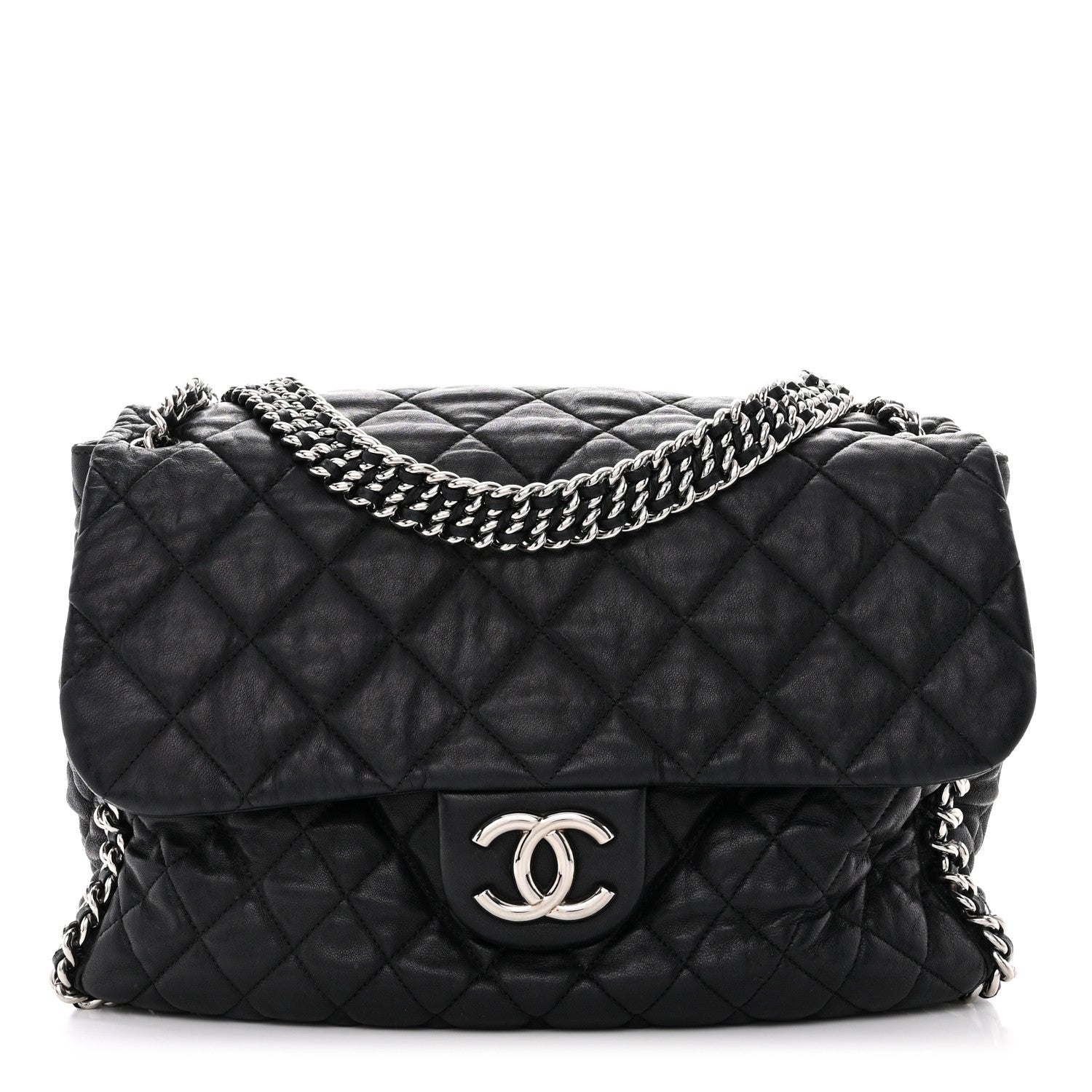Chanel Washed Lambskin Quilted Maxi Chain Around Flap Black 1 of 16
