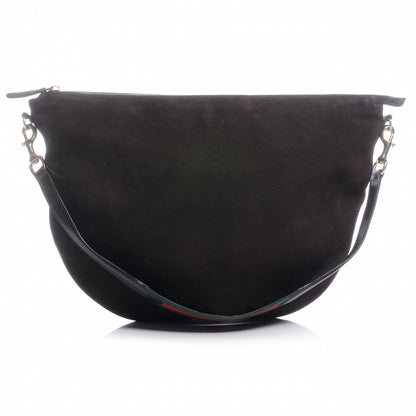 Gucci Nubuck Suede Large Web Messenger Bag Dark Brown 1 of 10