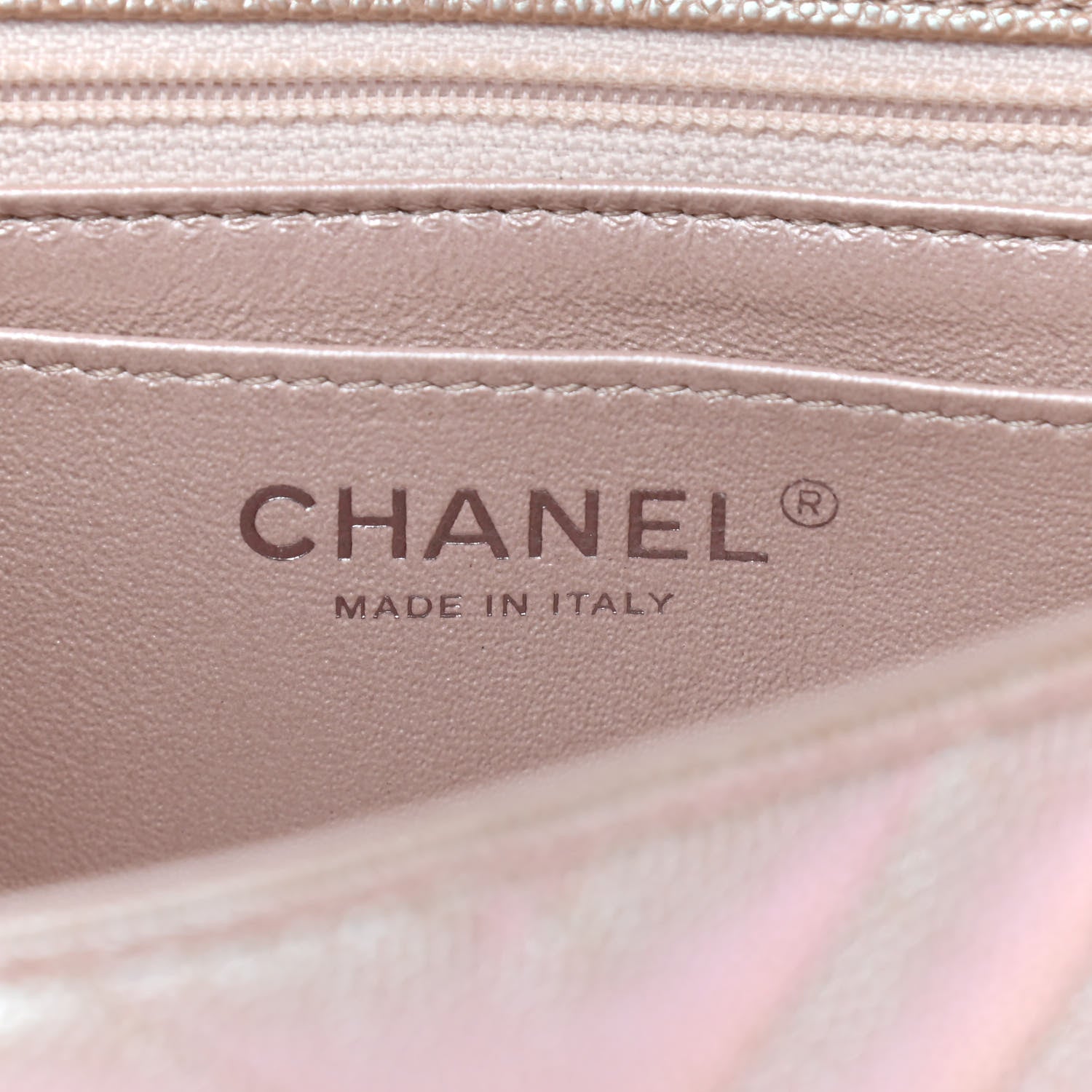 Chanel Iridescent Caviar Chevron Quilted Mini Rectangular Flap Light Gold 6 of 9
