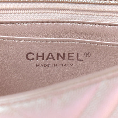 Chanel Iridescent Caviar Chevron Quilted Mini Rectangular Flap Light Gold 6 of 9