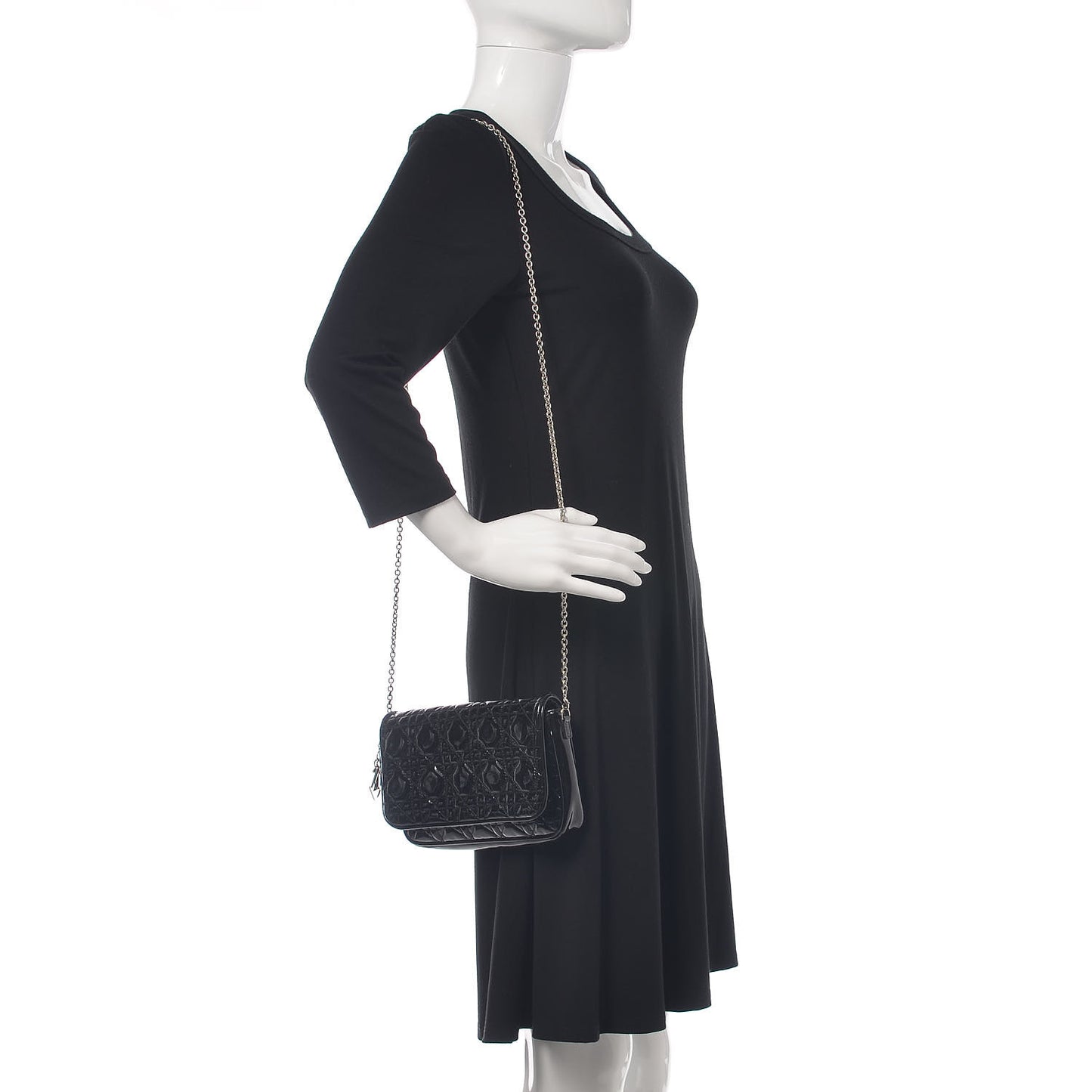 Patent Cannage Wallet on Chain Pouch Black