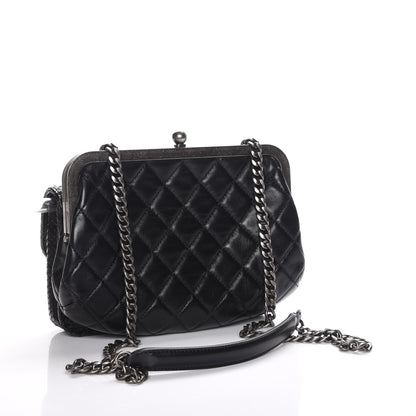 Chanel Lambskin Python Kisslock Tabatiere Clasp Flap Black 3 of 10