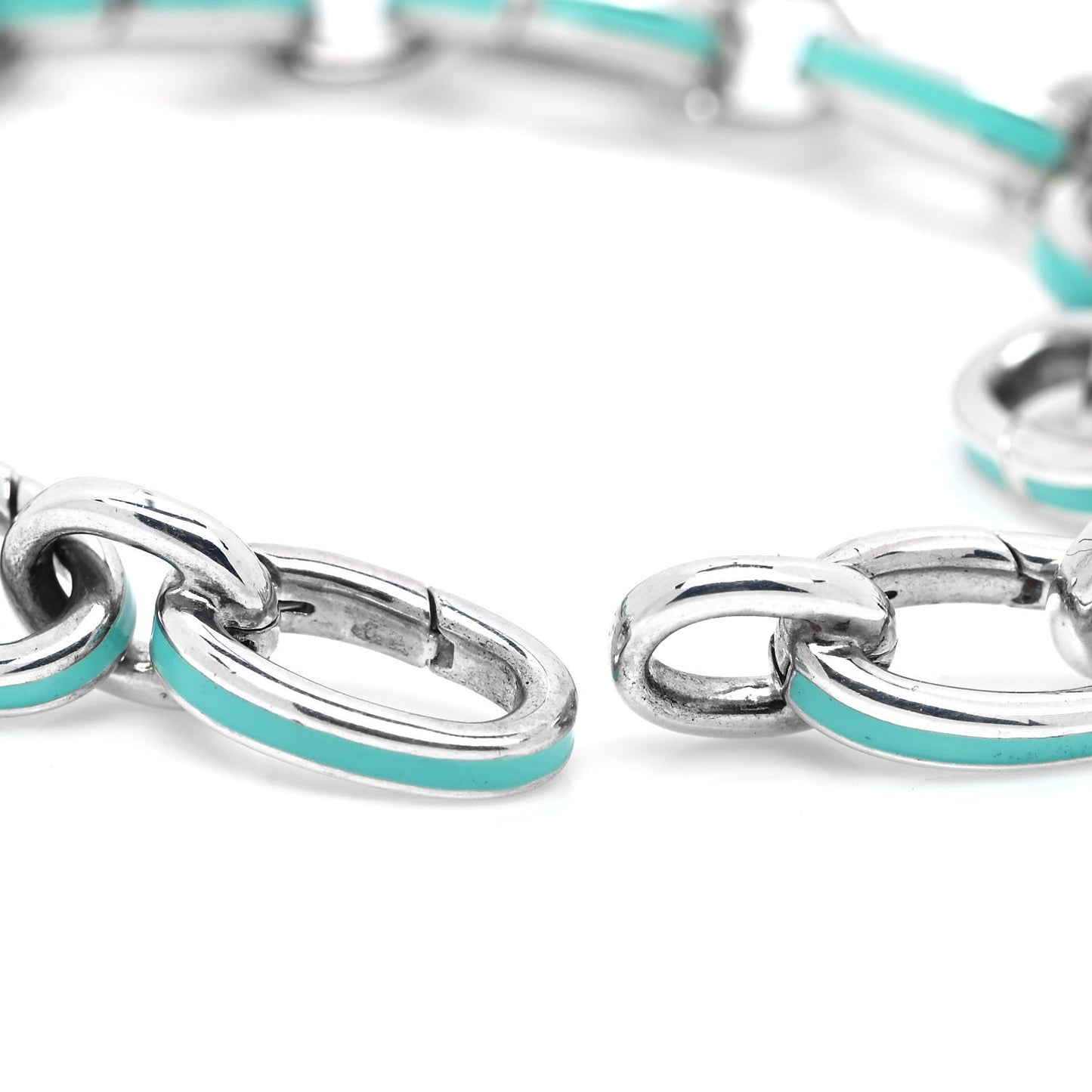 Sterling Silver Enamel Clasping Link Bracelet Blue