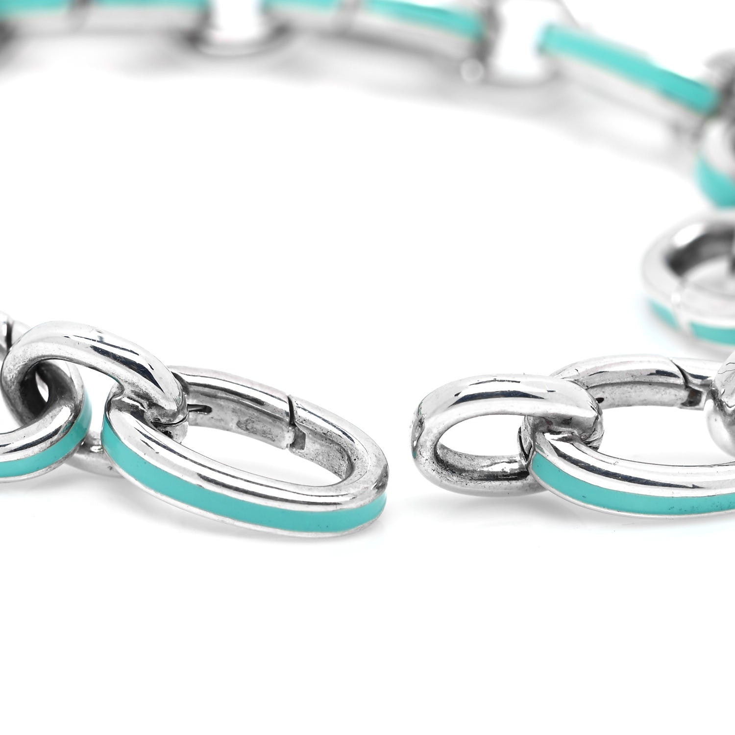 Tiffany Sterling Silver Enamel Clasping Link Bracelet Blue 4 of 5