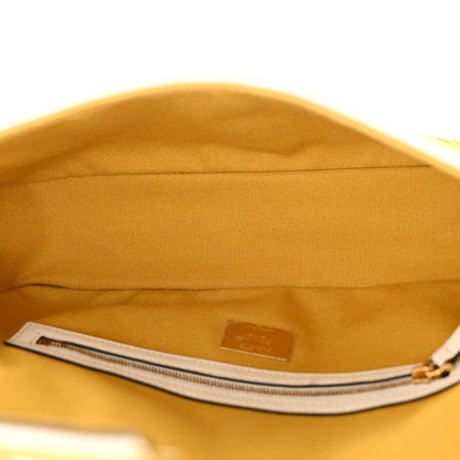 Fendi X SARA COLEMAN Canvas Vitello King Seta FF Fish Eye Embroidered Baguette Mostarda White Ice 5 of 11