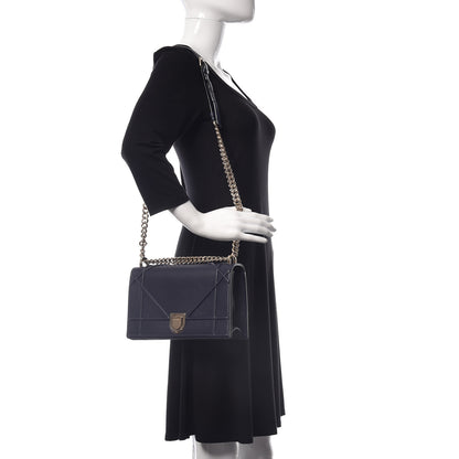 Christian Dior Grained Calfskin Medium Diorama Flap Bag Indigo Blue 2 of 14