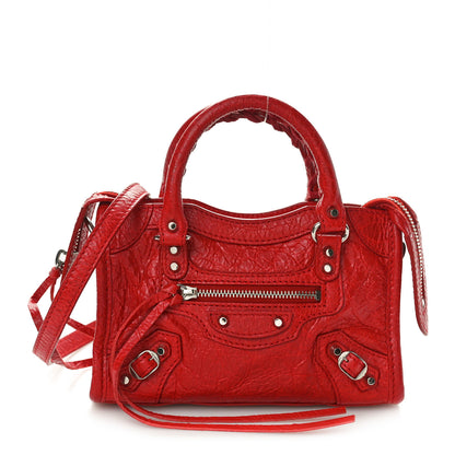 Balenciaga Agneau Classic Silver Hardware Nano City Rouge Groseille 1 of 11