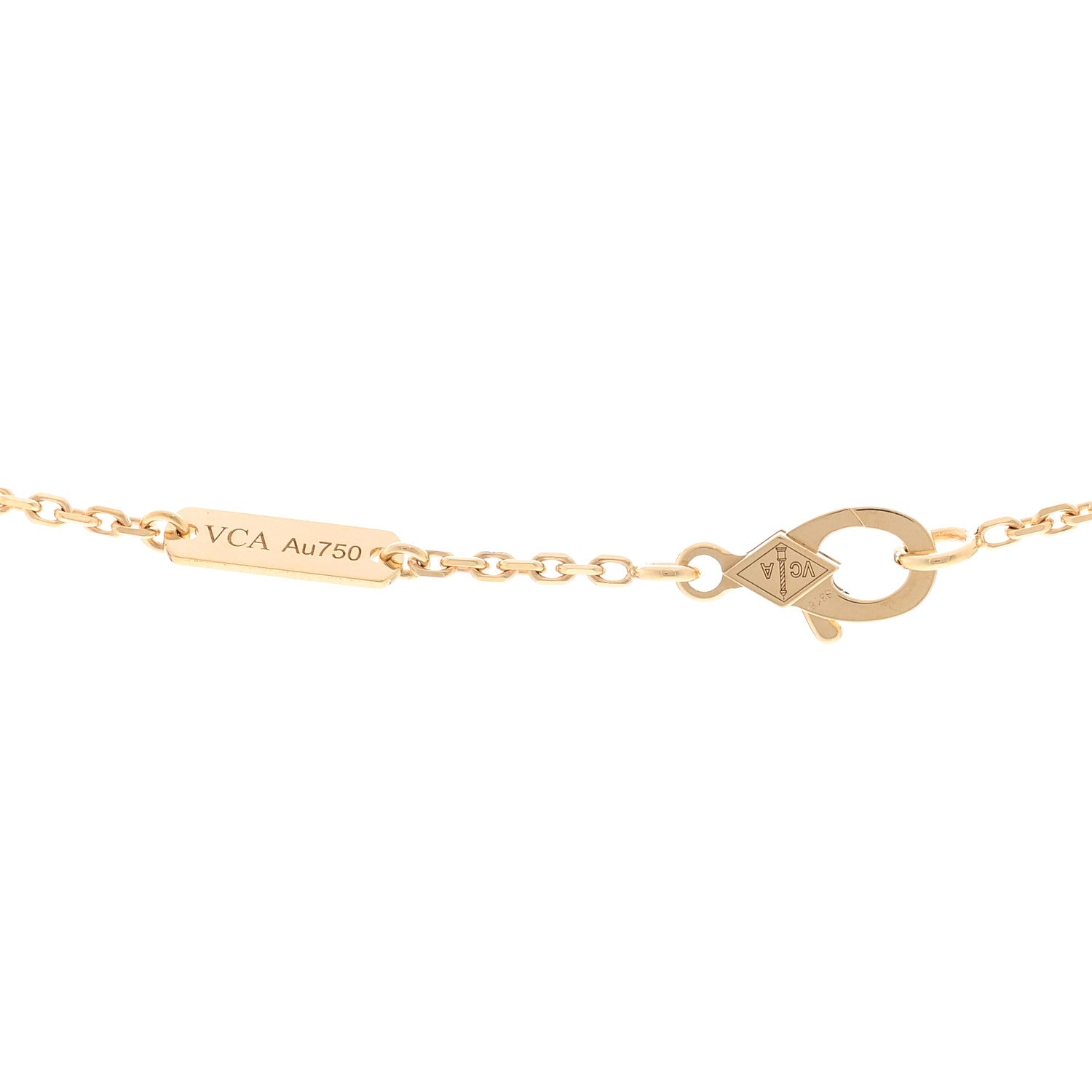 Van Cleef & Arpels 18K Yellow Gold Mother of Pearl Vintage Alhambra Pendant Necklace 4 of 5
