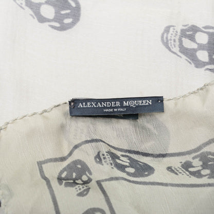 Alexander McQueen Silk Chiffon Skull Scarf Grey 6 of 6