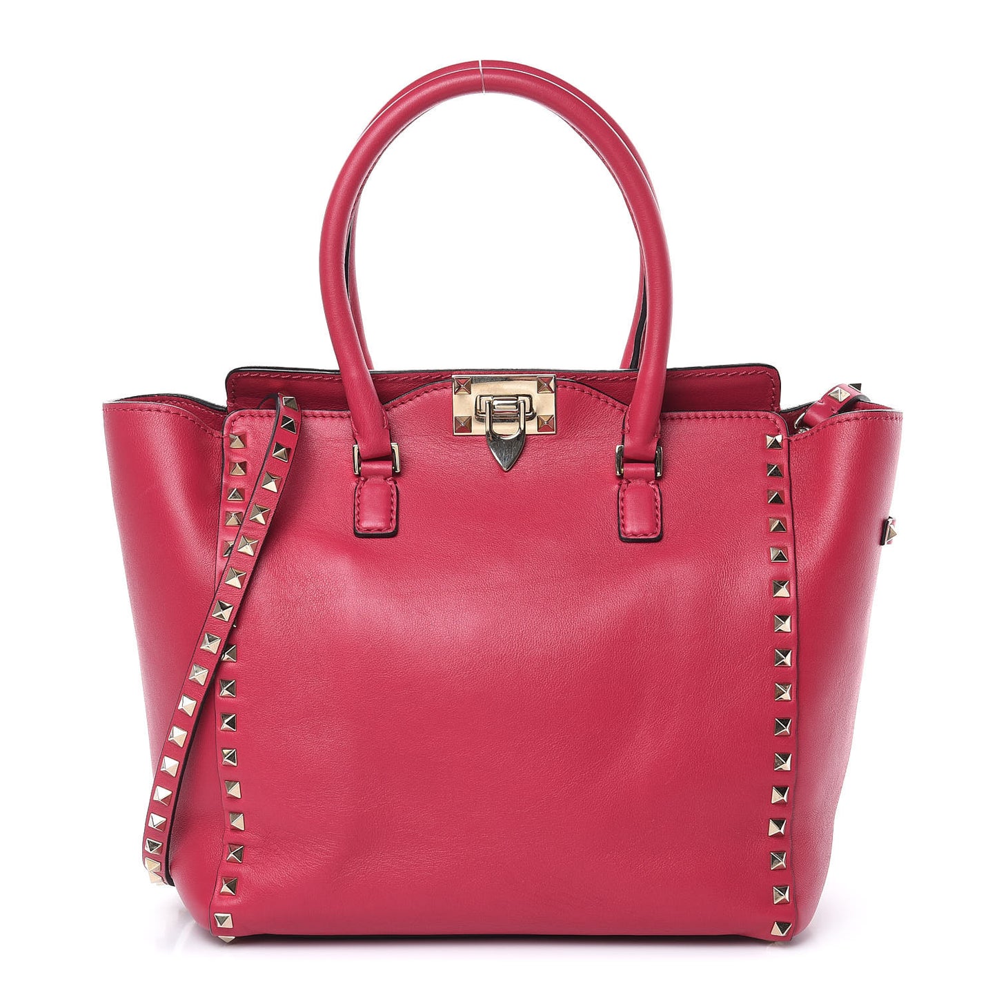 Vitello Rockstud Double Handle Tote Cyclamin