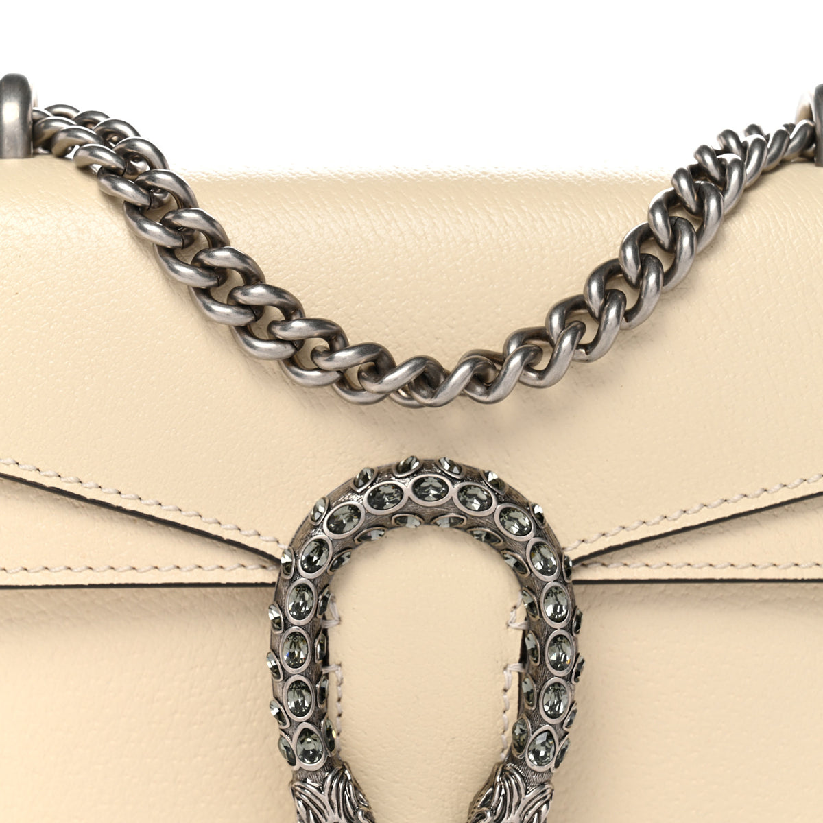 Gucci Textured Calfskin Crystal Mini Dionysus Shoulder Bag Mystic White 8 of 12