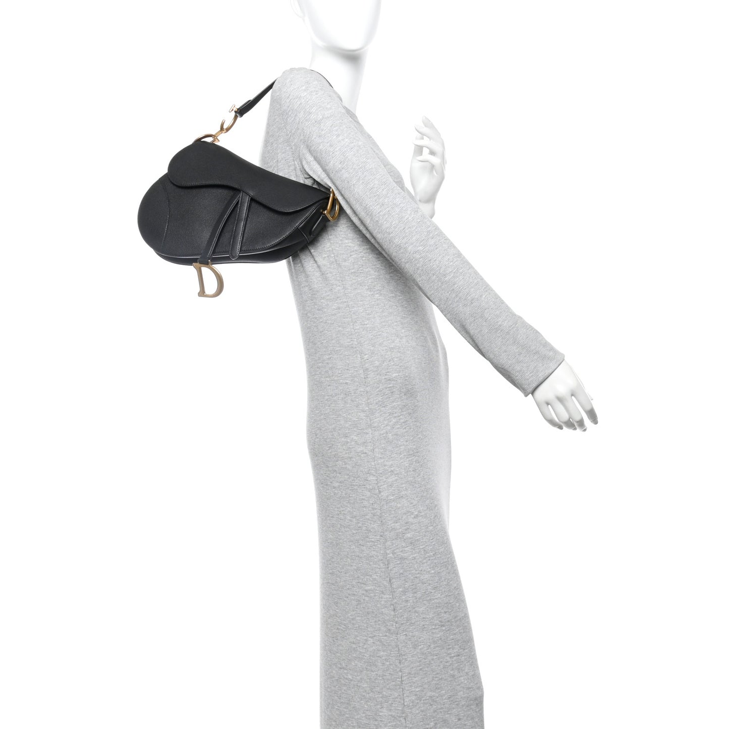 Grained Calfskin Saddle Bag Black