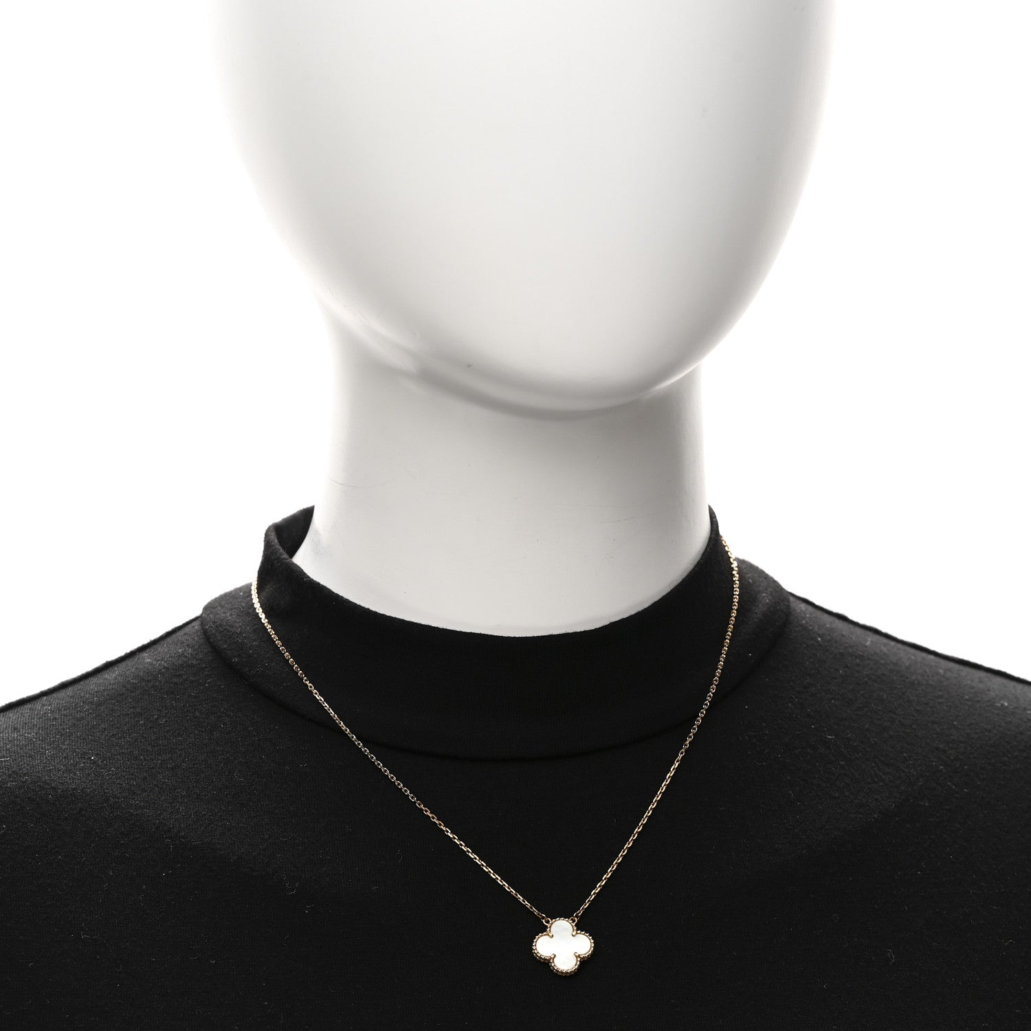 Van Cleef & Arpels 18K Gold Mother of Pearl Vintage Alhambra Pendant Necklace 2 of 6