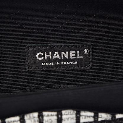 Chanel Ribbon Tweed Medium Double Flap Black White 6 of 11