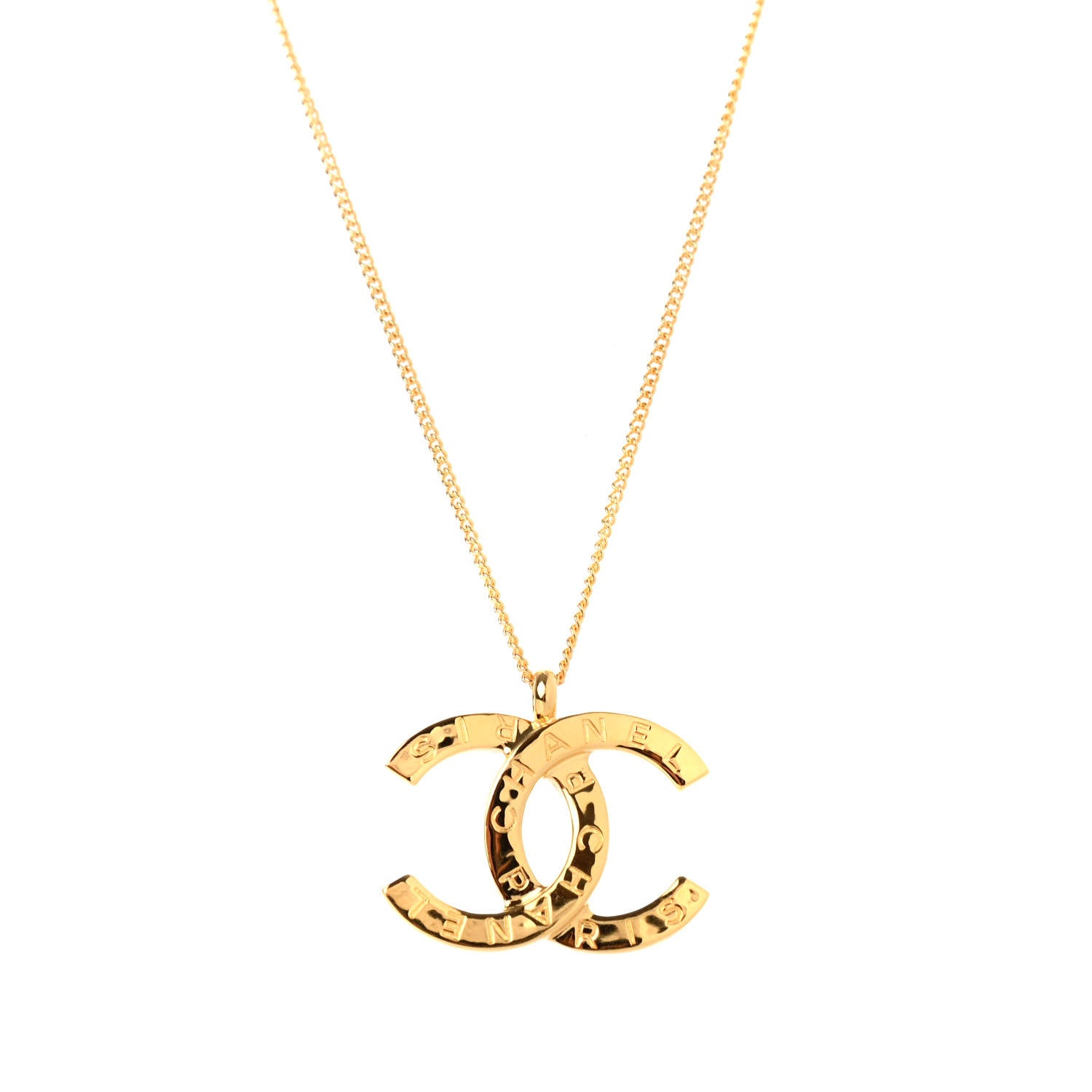 Chanel Metal CC Paris Button Necklace Gold 1 of 4