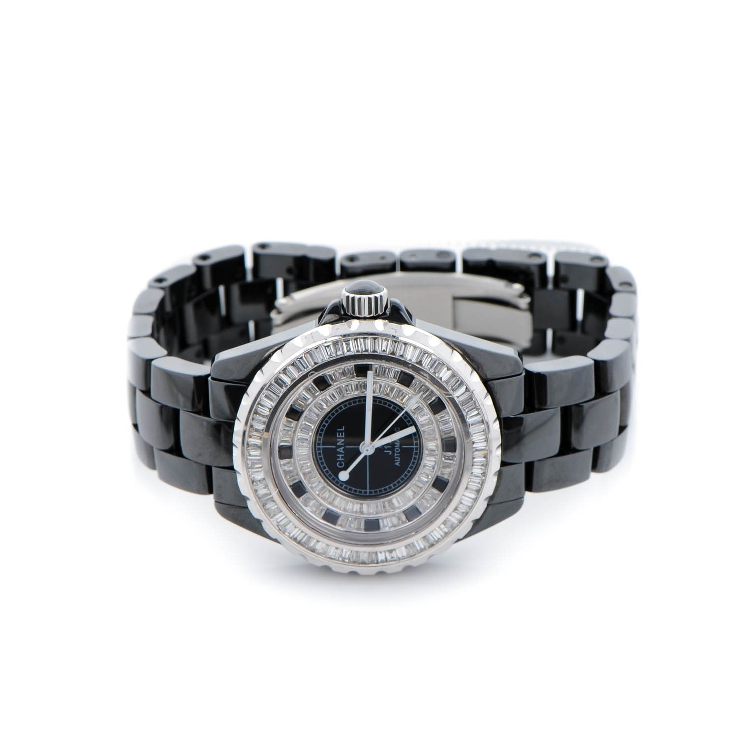 Chanel Stainless Steel Ceramic Diamond Pave Bezel 38mm J12 Haute Joaillerie Chromatic Automatic Watch Black 3 of 6