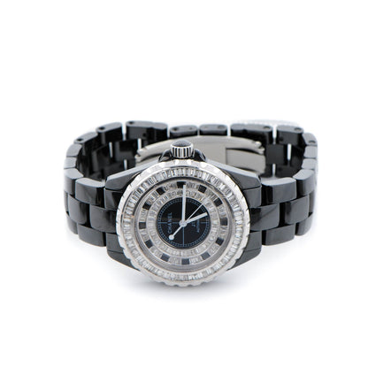 Chanel Stainless Steel Ceramic Diamond Pave Bezel 38mm J12 Haute Joaillerie Chromatic Automatic Watch Black 3 of 6