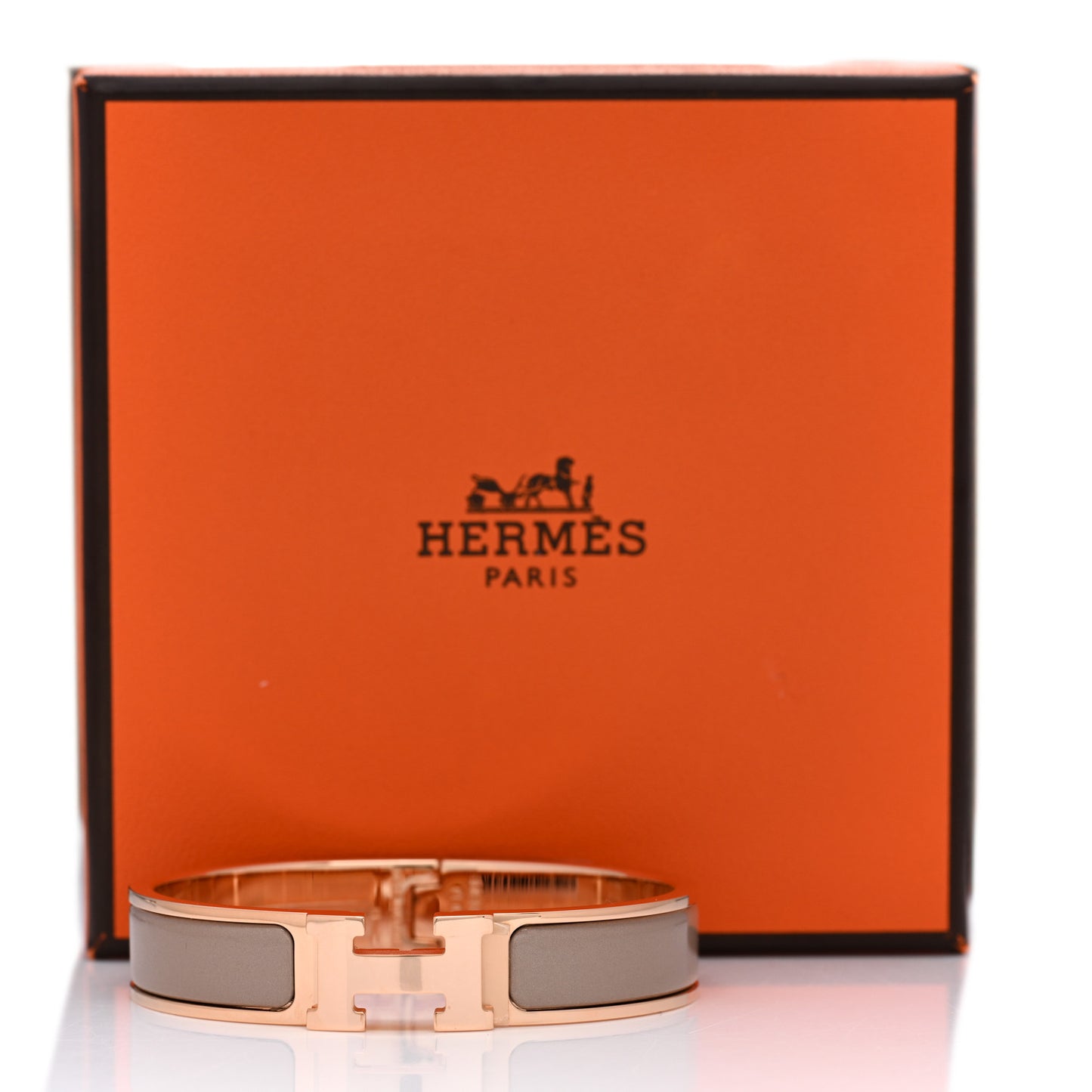 Enamel Narrow Clic Clac H Bracelet PM Marron Glace
