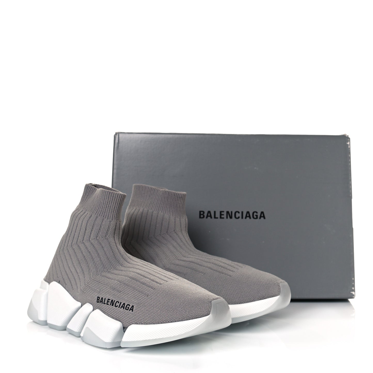 Ribbed Knit Womens Speed 2.0 Transparent Sole Sneakers 37 Baltic Grey White