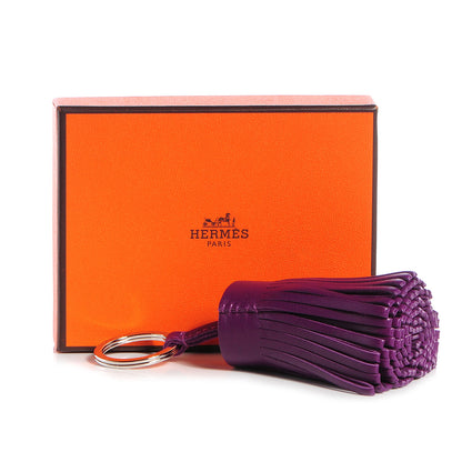 Hermes Lambskin Carmen Tassel Key Holder Anemone 4 of 5