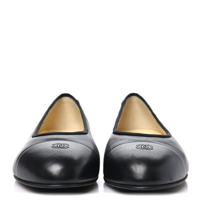 Chanel Lambskin Cap Toe CC Uniform Ballerina Flats 38.5 Black 38.5 Black 3 of 9