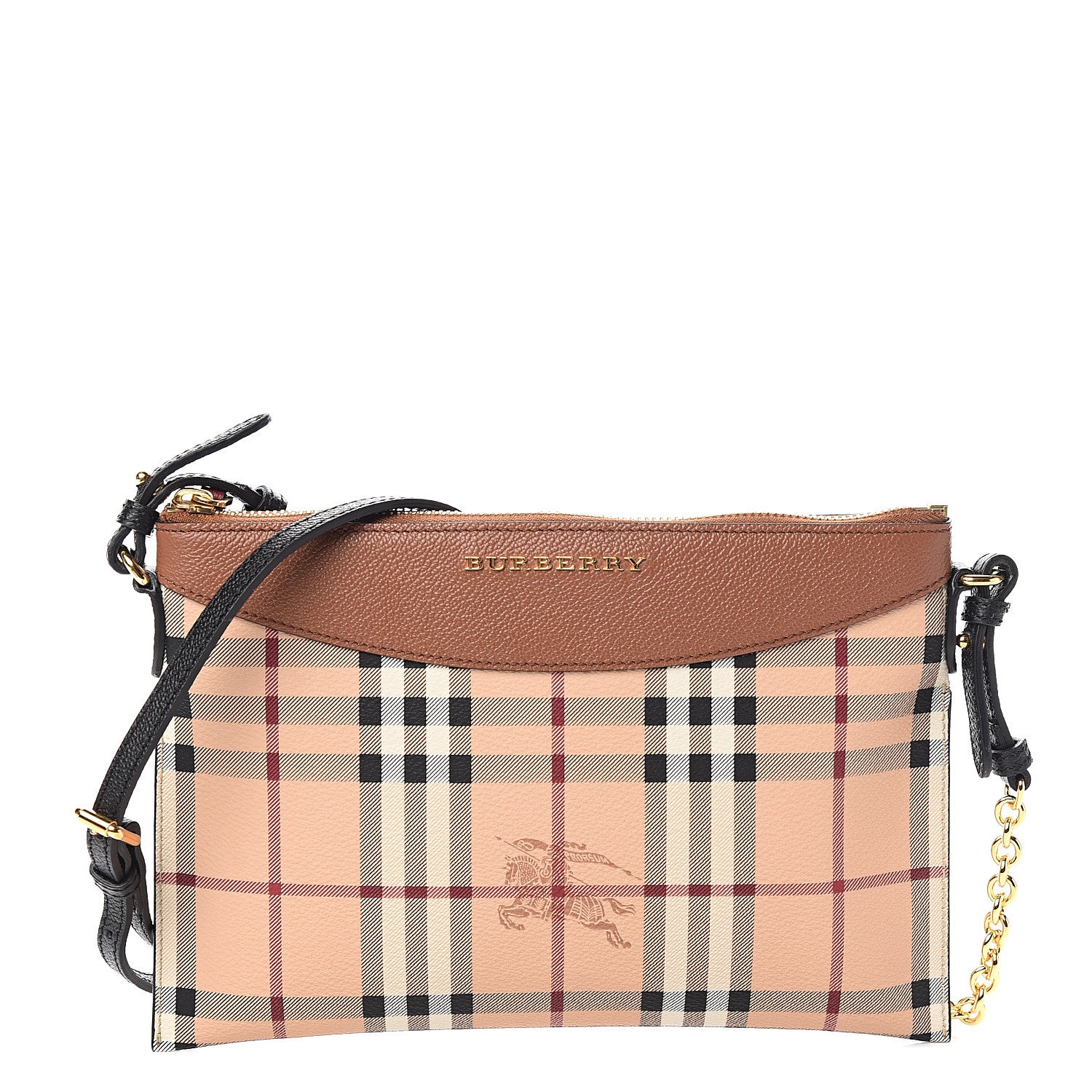 Burberry Haymarket Check Peyton Crossbody Clutch Bag Toffee 1 of 8
