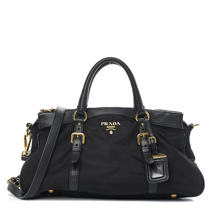 Prada Tessuto Nylon Vitello Daino Shopping Satchel Black 1 of 9
