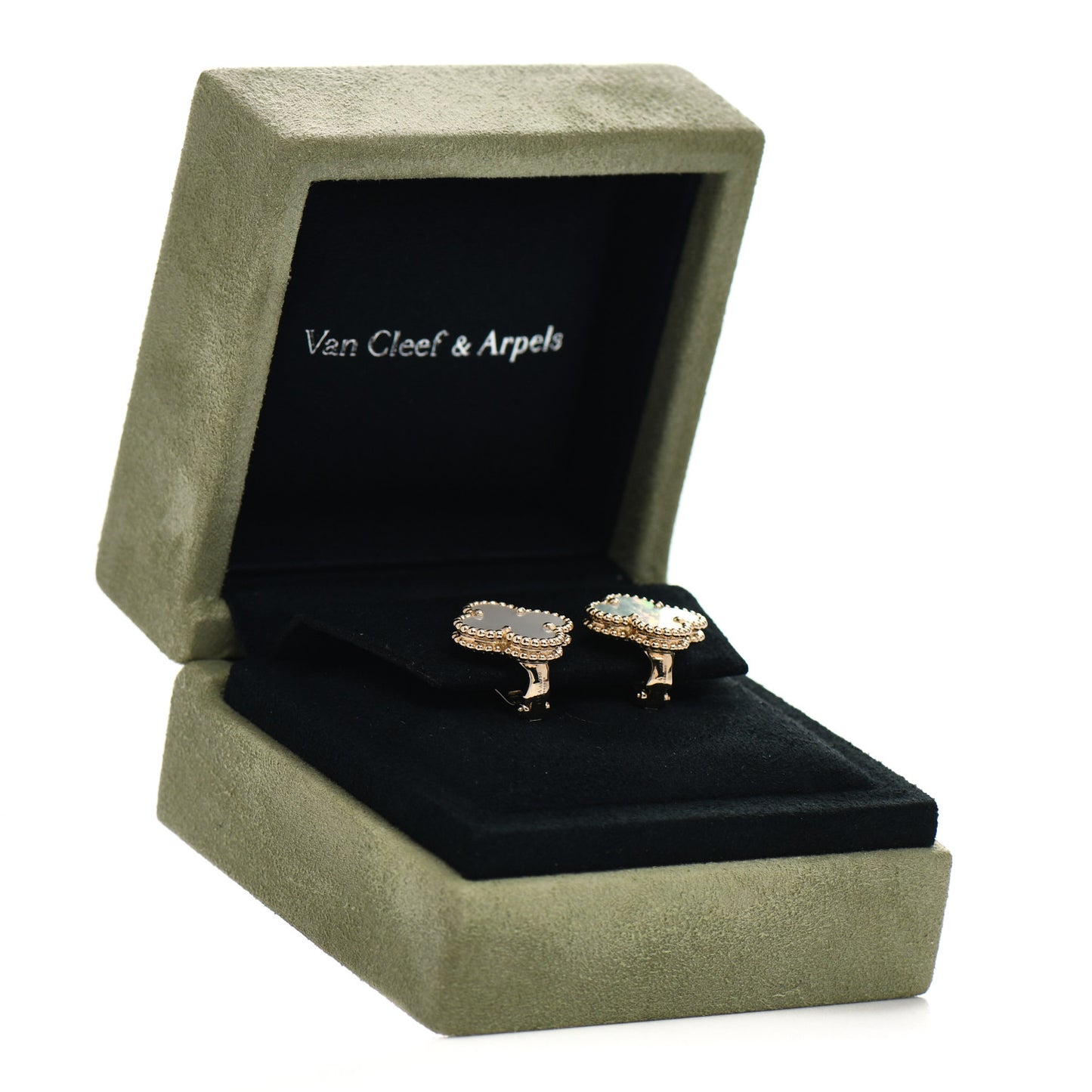 18K Yellow Gold Mother of Pearl Vintage Alhambra Earrings