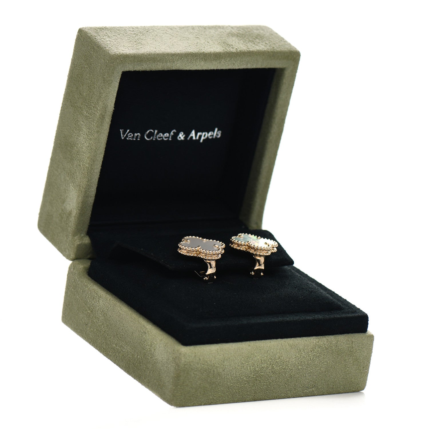 Van Cleef & Arpels 18K Yellow Gold Mother of Pearl Vintage Alhambra Earrings 5 of 5