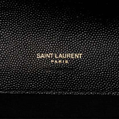 Saint Laurent Grain De Poudre Textured Mixed Matelasse Triquilt Monogram Clutch Black 6 of 12