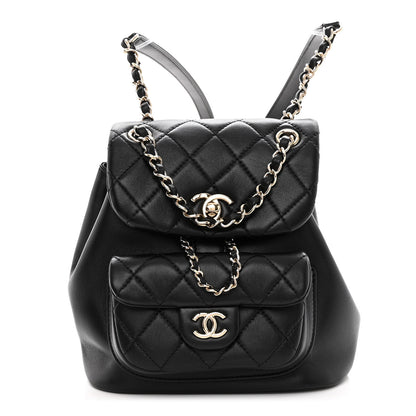 Chanel Lambskin Quilted Small Duma Drawstring Backpack Black 1 of 10