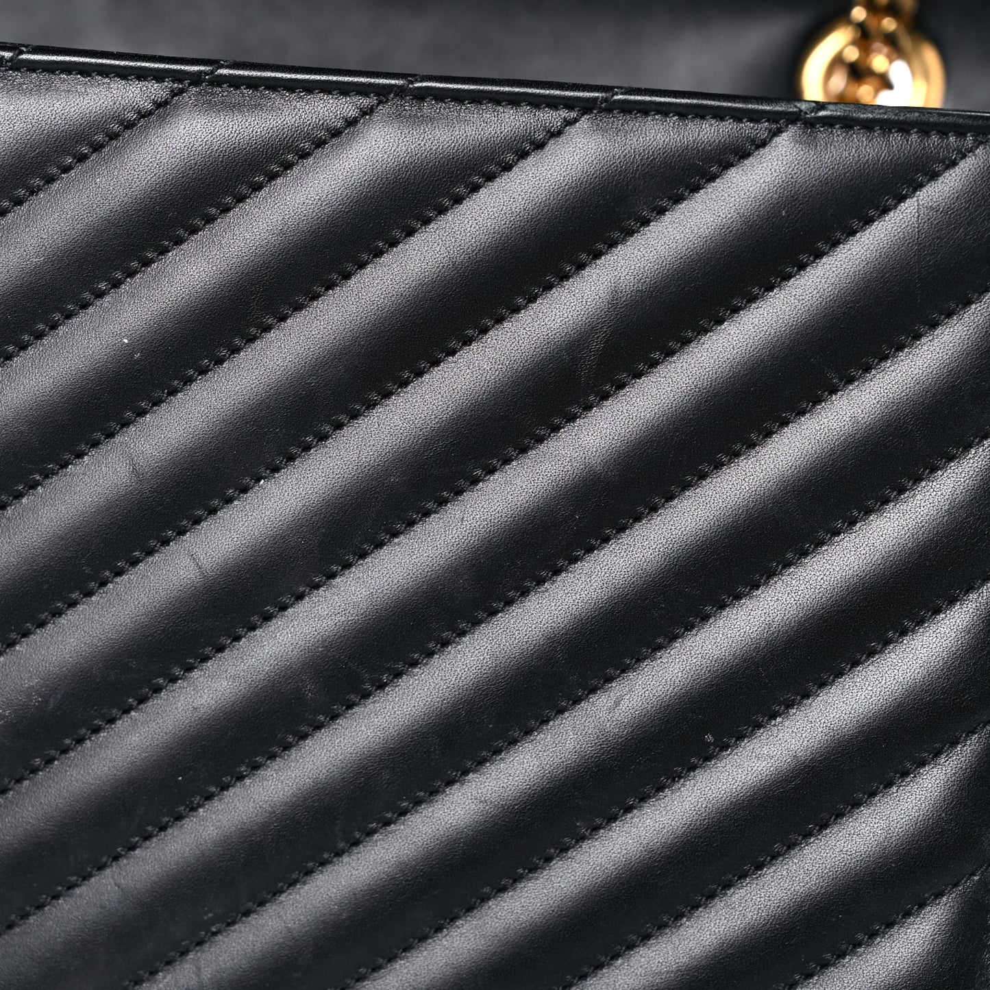 Smooth Calfskin Matelasse Chevron Large Monogram Satchel Black