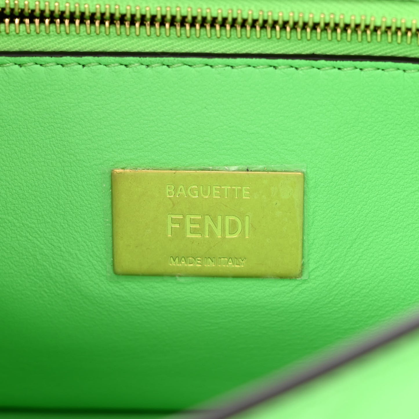 Nappa Small FF Embossed Midi Chain Baguette Edamame