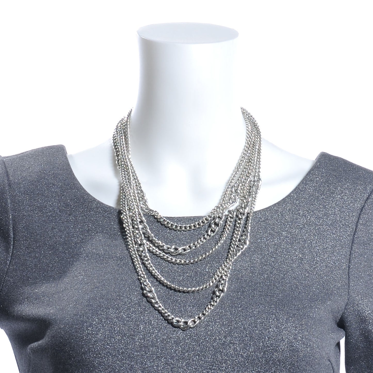 Sterling Silver Five Row Curb Chain Necklace