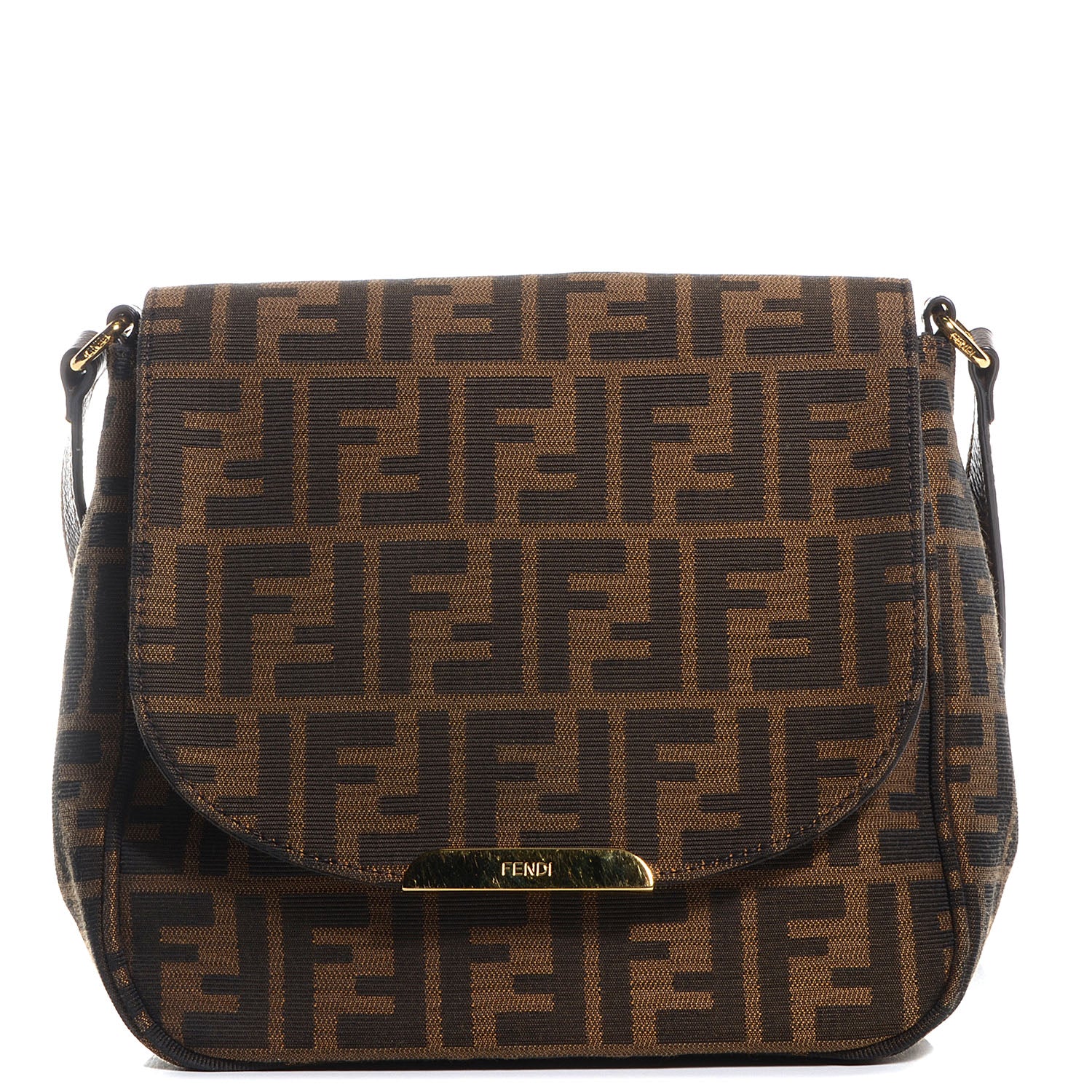 Fendi Zucca Vitello Artic Small Messenger Bag Tobacco Castagna 1 of 10