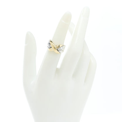 David Yurman Sterling Silver 14K Yellow Gold X Triple Row Ring 50 5.25 2 of 5