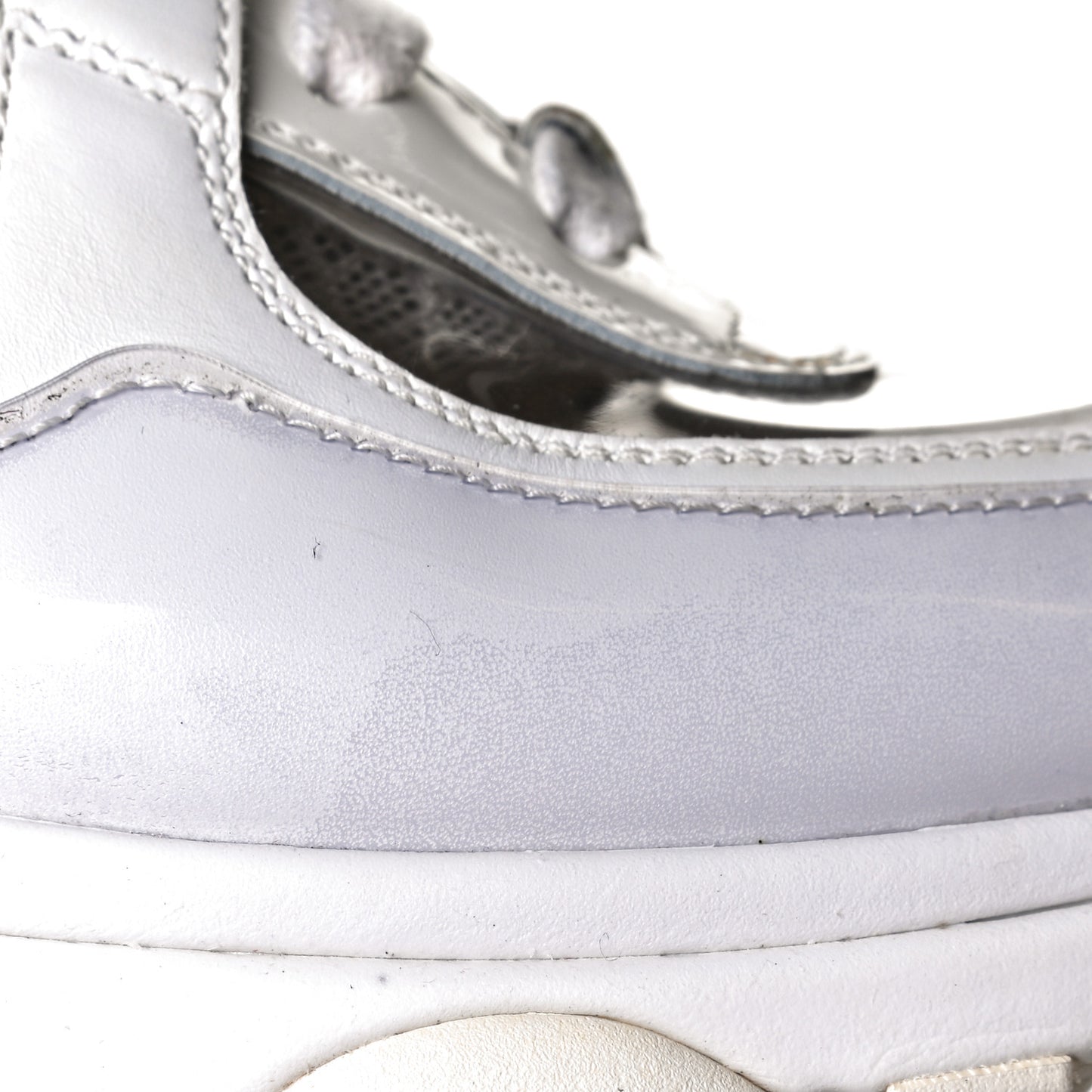 Calfskin Patent Transparent Womens CC Sneakers 38.5 White