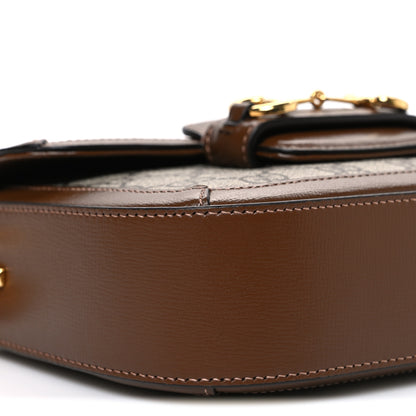 Gucci GG Supreme Monogram Web Mini Horsebit 1955 Shoulder Bag Beige Brown Sugar 9 of 10