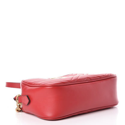Gucci Calfskin Matelasse Small GG Marmont Chain Shoulder Bag Hibiscus Red 4 of 11