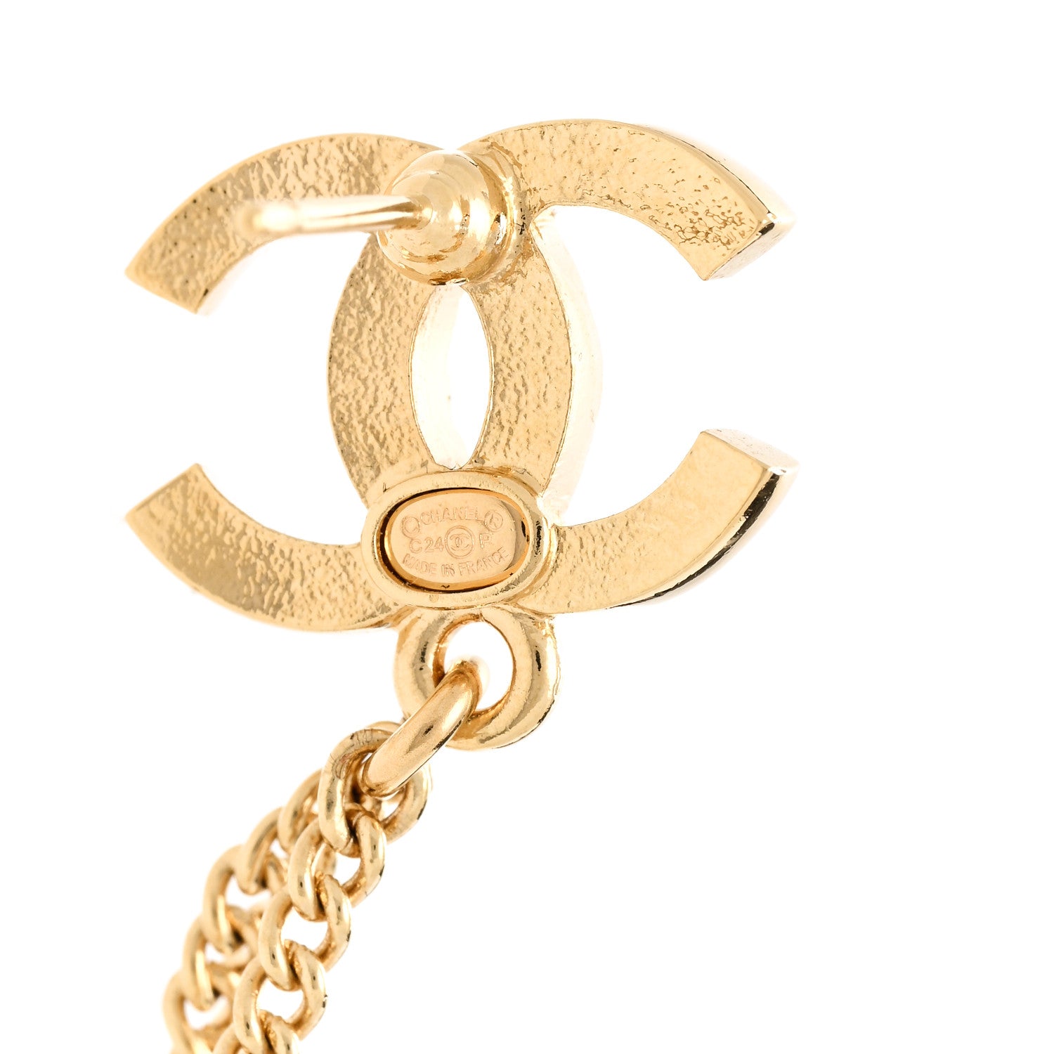 Chanel Pearl Crystal CC Chain Drop Earrings Gold 5 of 5