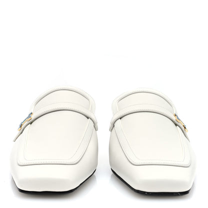Hermes Calfskin Womens Groupie Mules 39 White 3 of 9