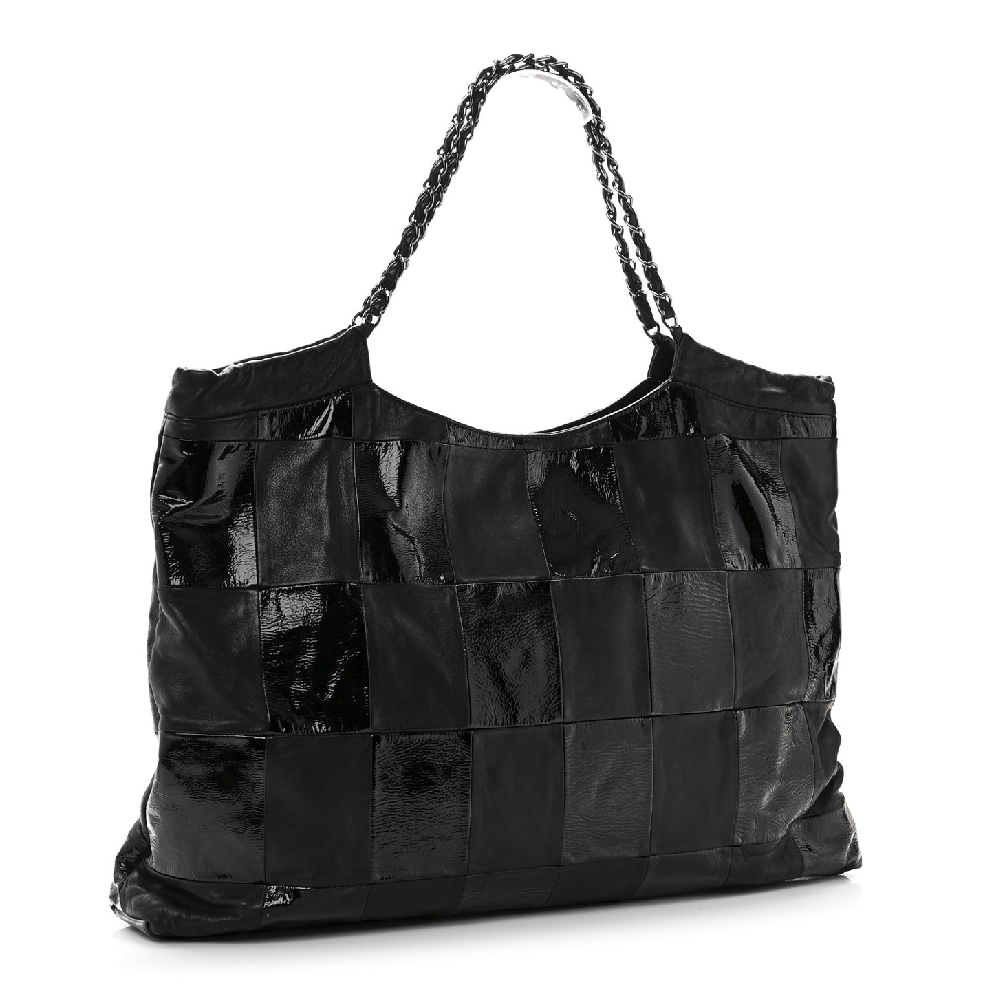 Patent Patchwork Large Brooklyn Tote Black