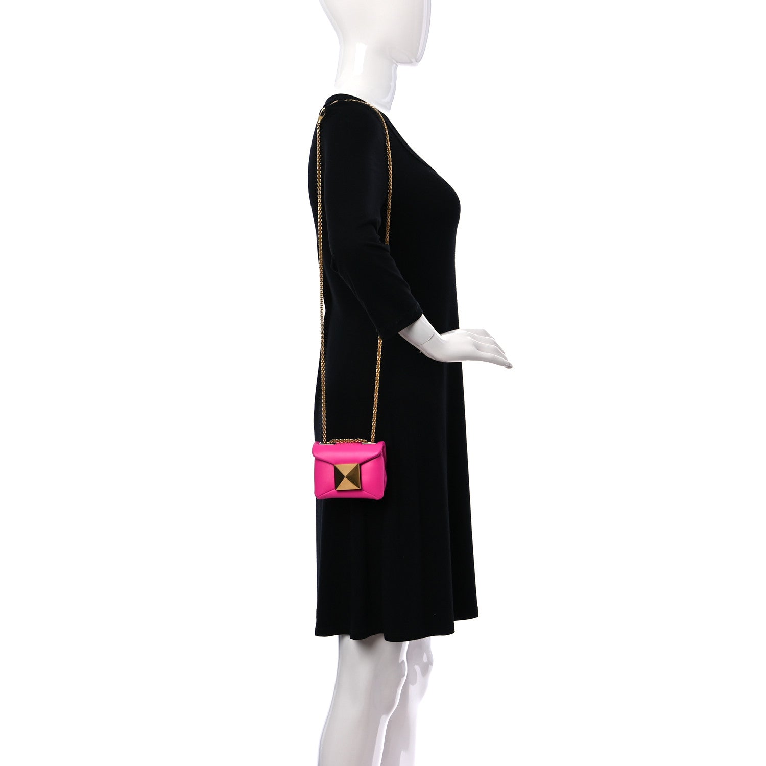 Valentino Garavani Nappa Micro One Stud Chain Bag Pink PP 2 of 10