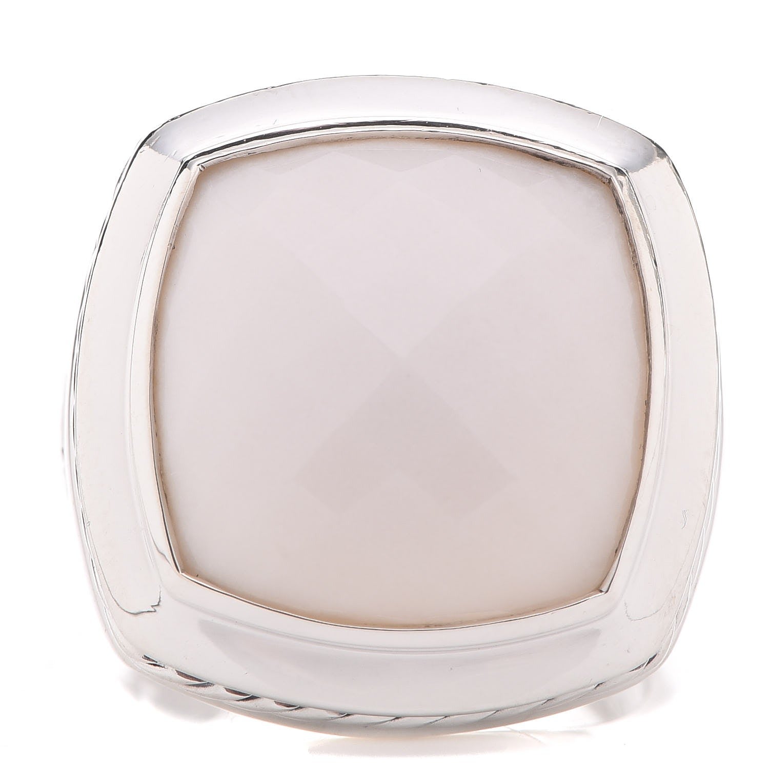 David Yurman Sterling Silver White Agate 16mm Albion Statement Ring 54 7 1 of 5