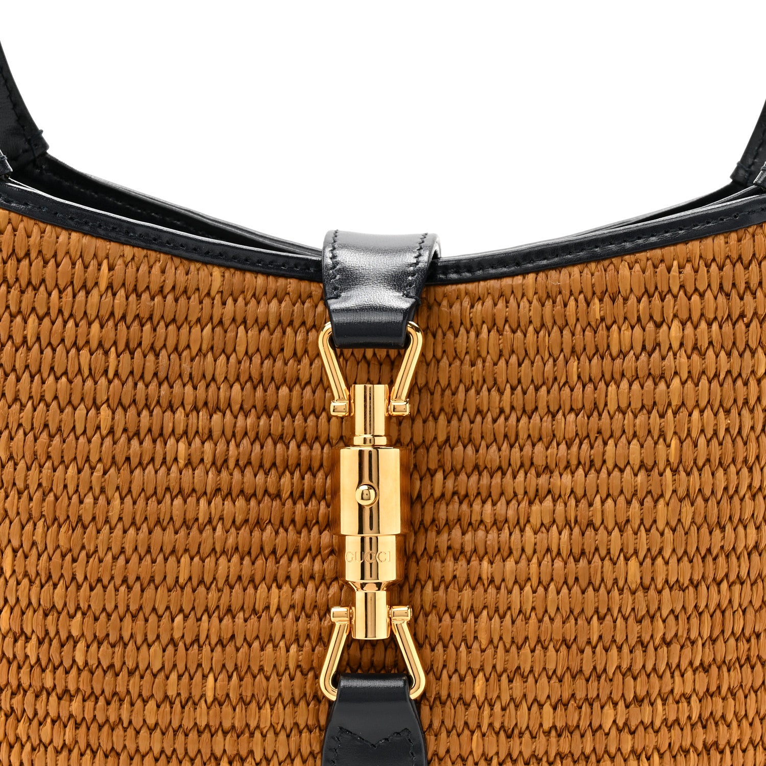Gucci Straw Lux Boarded Dyana Lux Calfskin Small Jackie 1961 Hobo Natural Blue 8 of 10